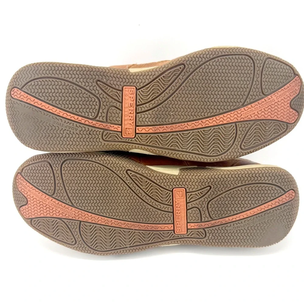 Sperry Billfish Boat Shoes Mens 10.5 Tan Brown Leather Mesh Deck Loafers